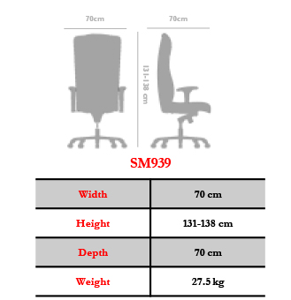 ابعاد صندلی مدیریتی نیلپر کد SM939